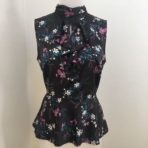 Nanette Lepore Ruffle Neck Peplum Top